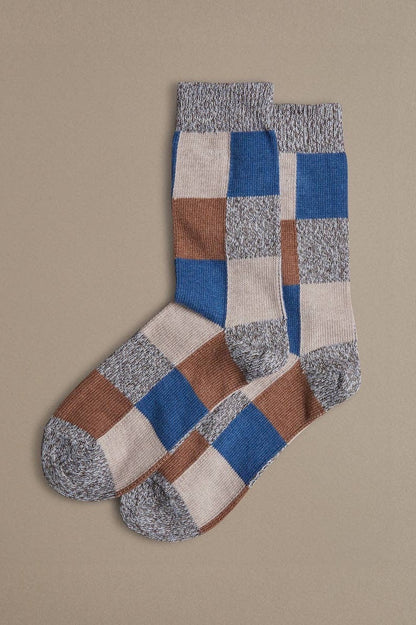 Rove Organic Cotton Socks Patchwork Blue