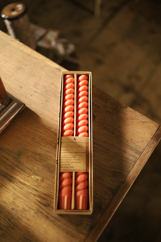 British Colour Standard Spiral Dinner Candles Solid Orange