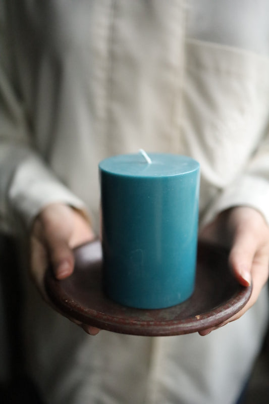 British Colour Standard Pillar Candle 10cm Petrol Blue