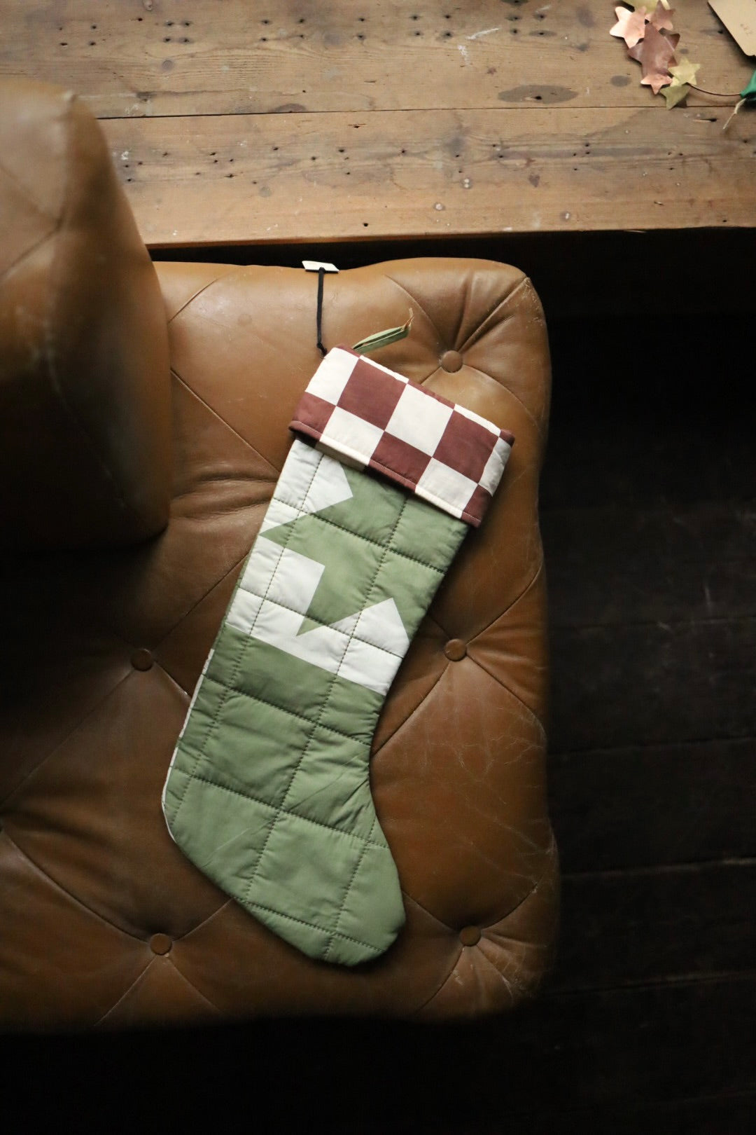 TBCo Quilted Cotton Christmas Stocking in Celestial Checkerboard