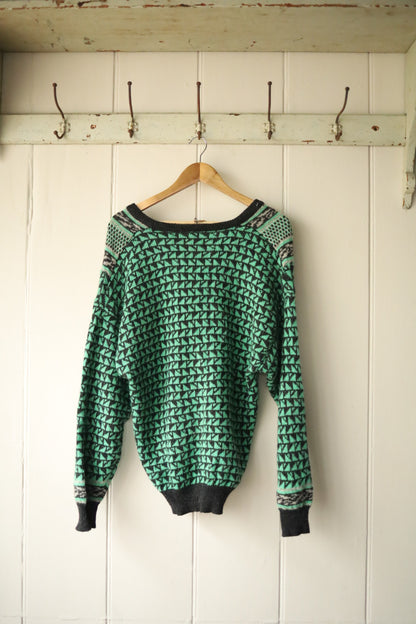 Designed stripe jumper green grey