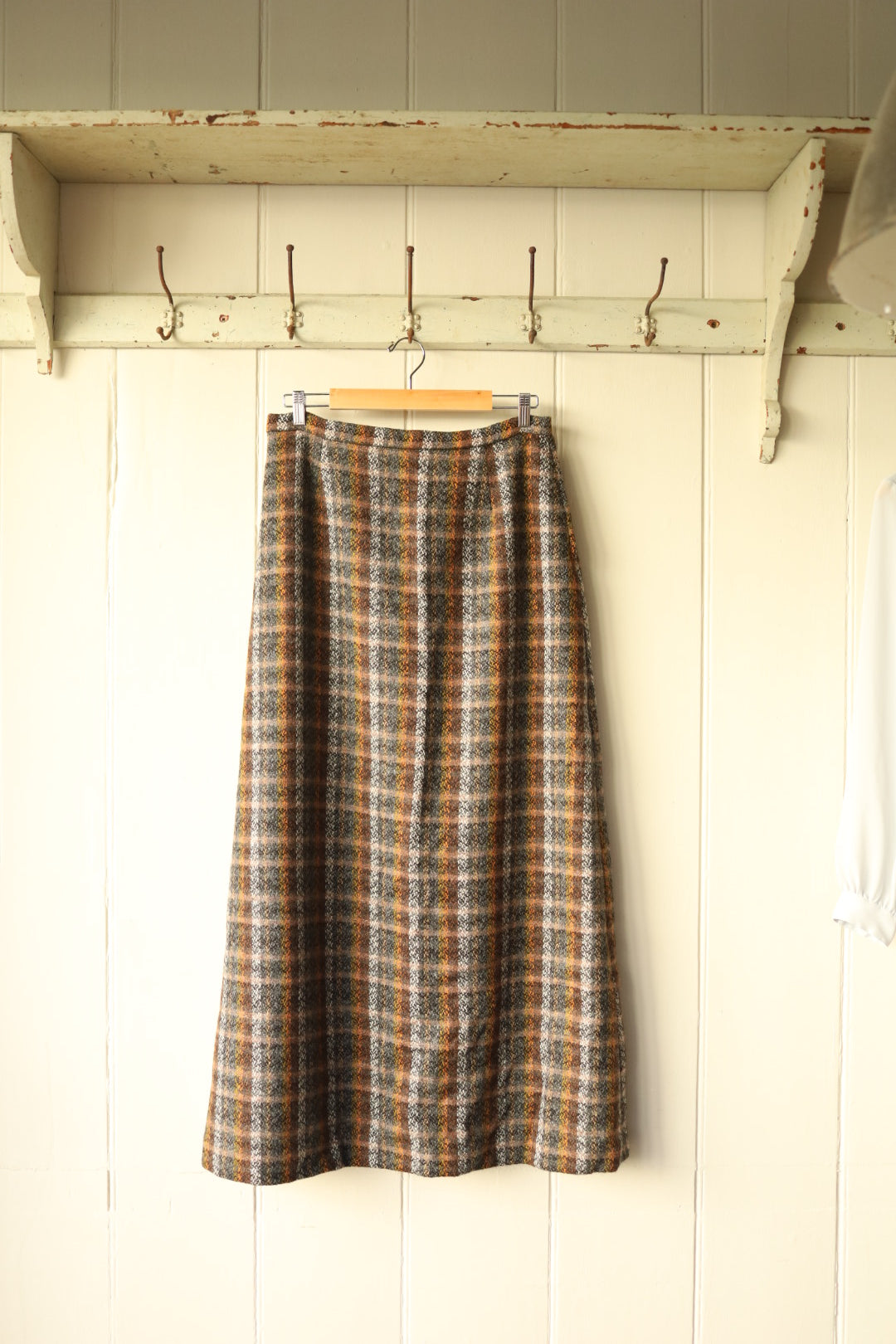 Wool plaid maxi skirt