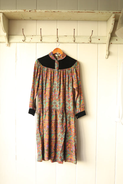 Ted Lapidus velvet yoke paisley dress