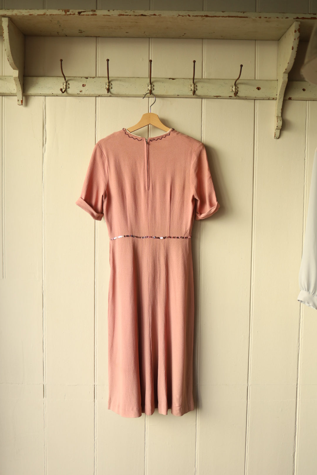 1940s Crepe Dress Beaded Neckline