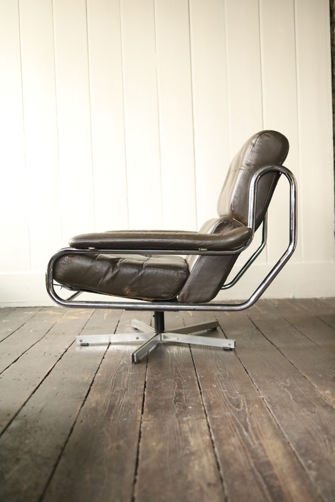 Pieff Leather Swivel Alpha Armchair