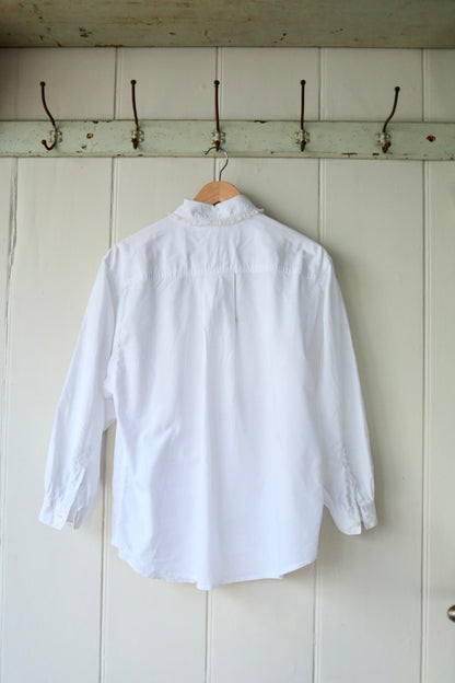 Lace trim pleated front shirt