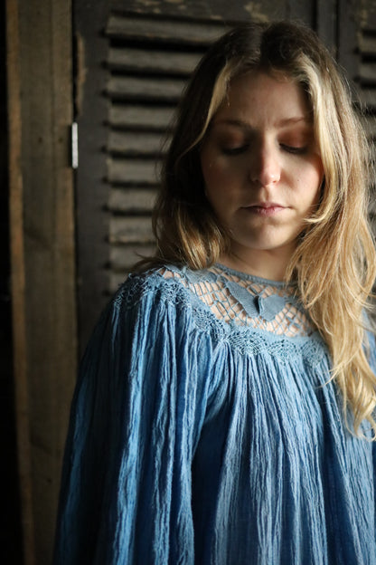 Vintage Blue Cheesecloth Dress