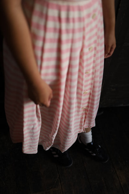 Albert Nipon Pink & White Striped Silk Dress