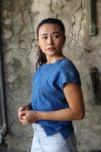 Load image into Gallery viewer, Blue Suede Cutwork Top