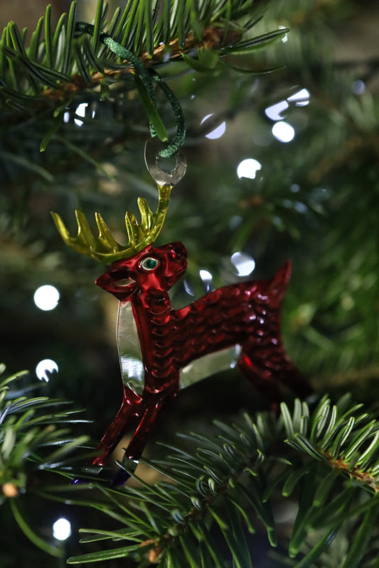 East End Press Red Reindeer Tin Decoration