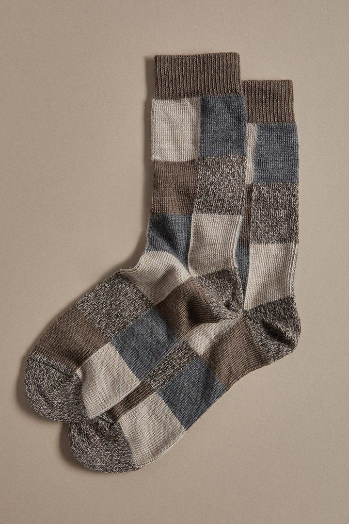 Rove Knitwear Merino Wool Socks - Earth Patchwork