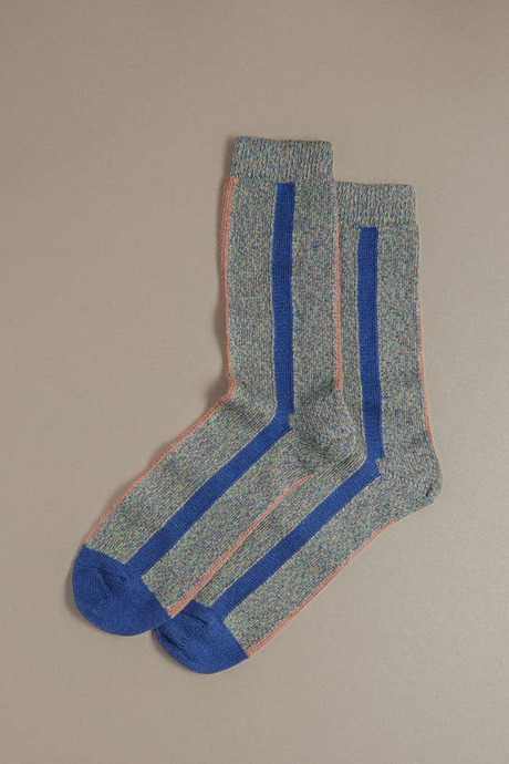 Rove Knitwear Organic Cotton Socks - Blue Vertical Stripe