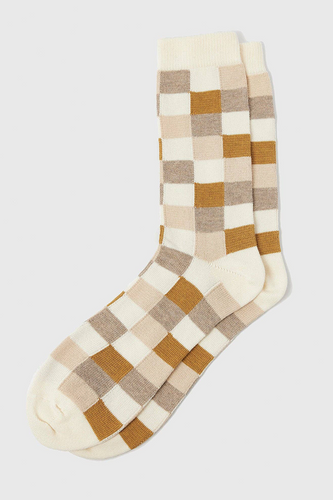 Rove Knitwear Organic Cotton Socks - Squares Natural