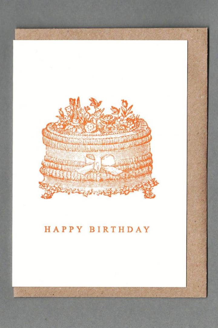 Birthday Cake - Letterpress Greeting Card