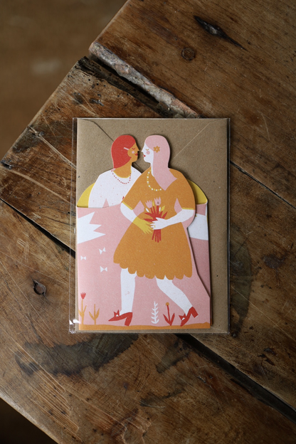 Two Women Concertina Heart Card