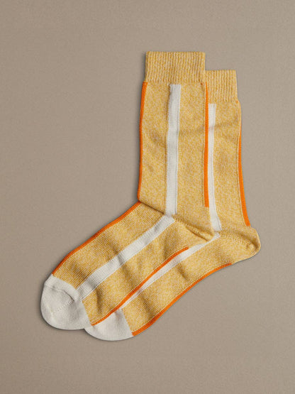 Organic Cotton Socks | Vertical Stripe Chalk: 8-11 UK