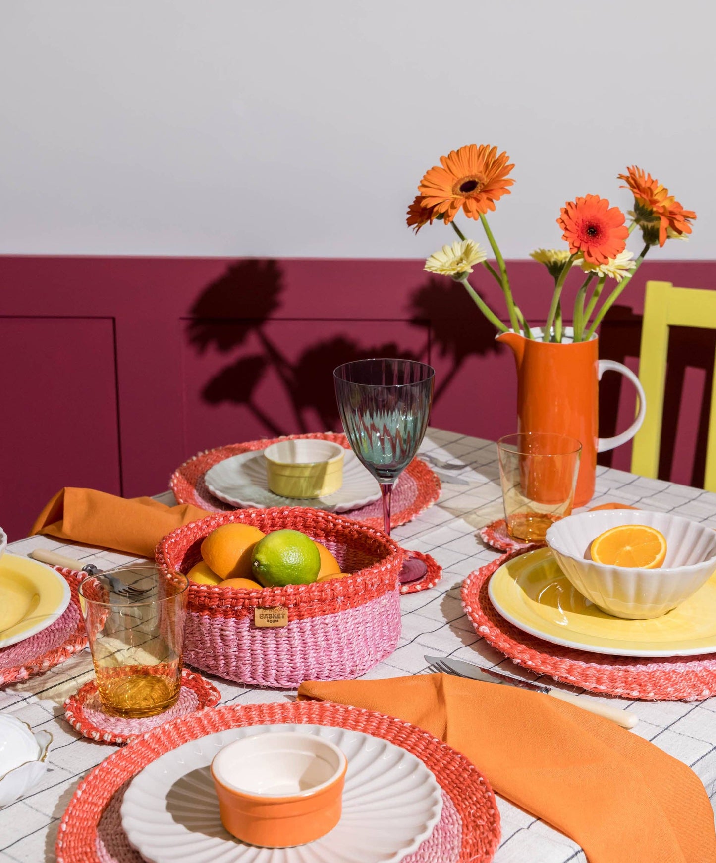 Red & Dusky Pink Woven Placemat