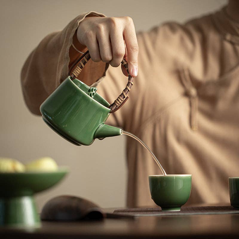 Gohobi Handmade Green Teapot