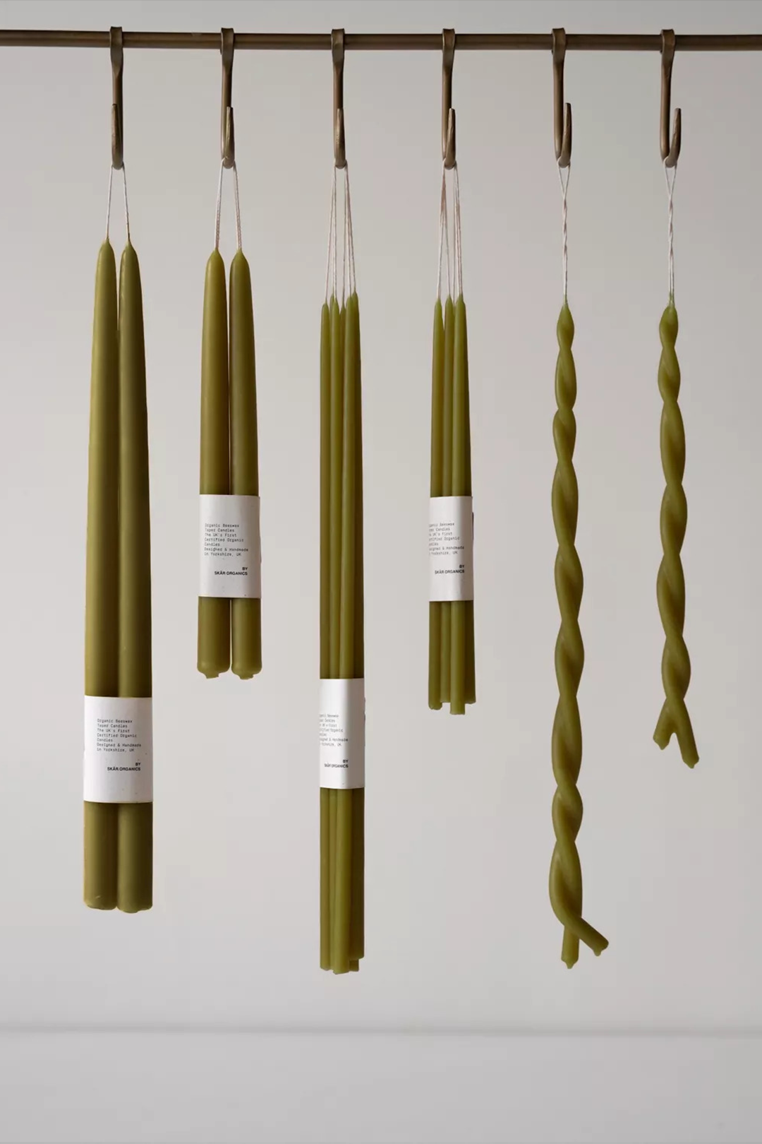 Skär Organics Green Tea Beeswax Hand Dipped Dinner Candles