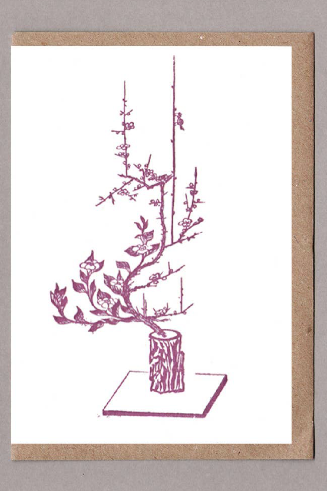 Ikebana 4 Purple, Letterpress Greeting Card, Eco Friendly: With Cello