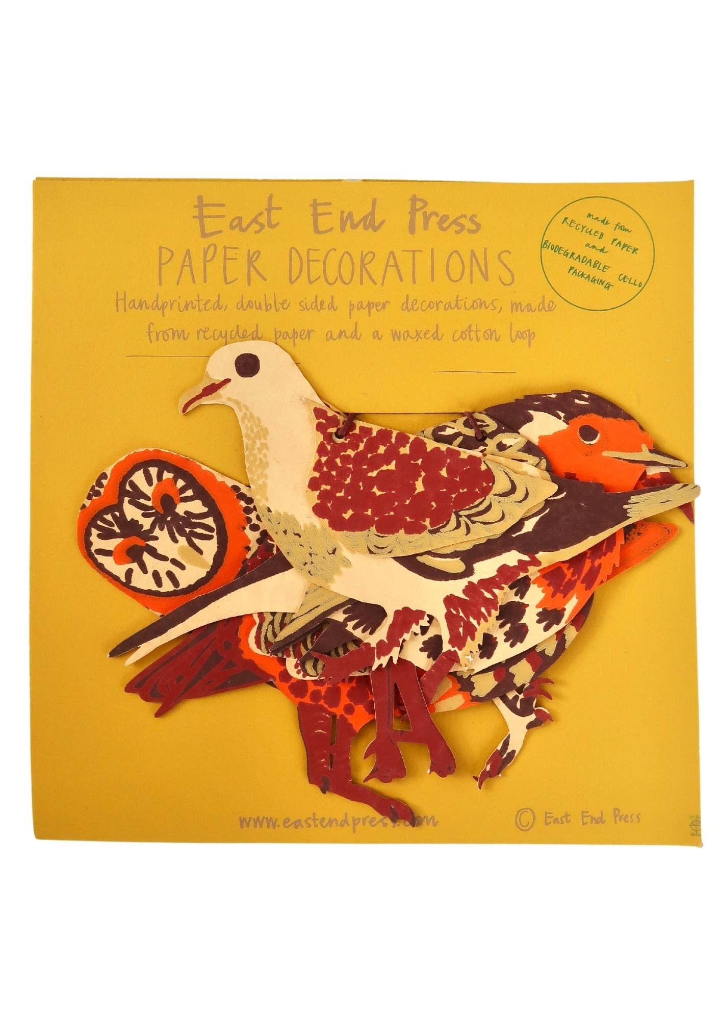 East End Press Winter Birds Paper Decorations