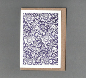 William Morris Purple. Letterpress Greeting Card: With cello