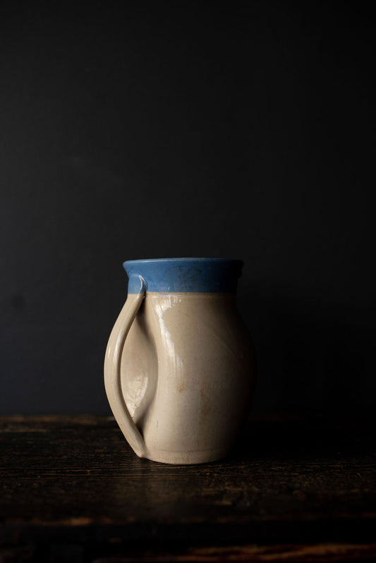 Pretty Long Handled Blue Rimmed Jug