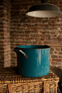 Petrol Blue Enamel two handled bucket L