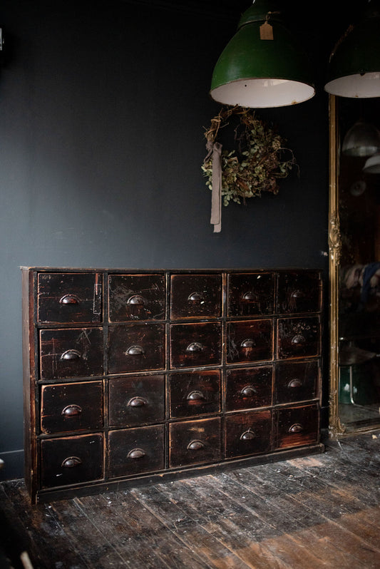 Bank of Antique Haberdashery Drawers