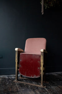 Fully re-furbished Pink Velvet Cast Iron Cinema/Theatre Chair