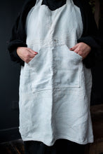 Load image into Gallery viewer, Pale Blue Cross Backed Vintage Linen Apron