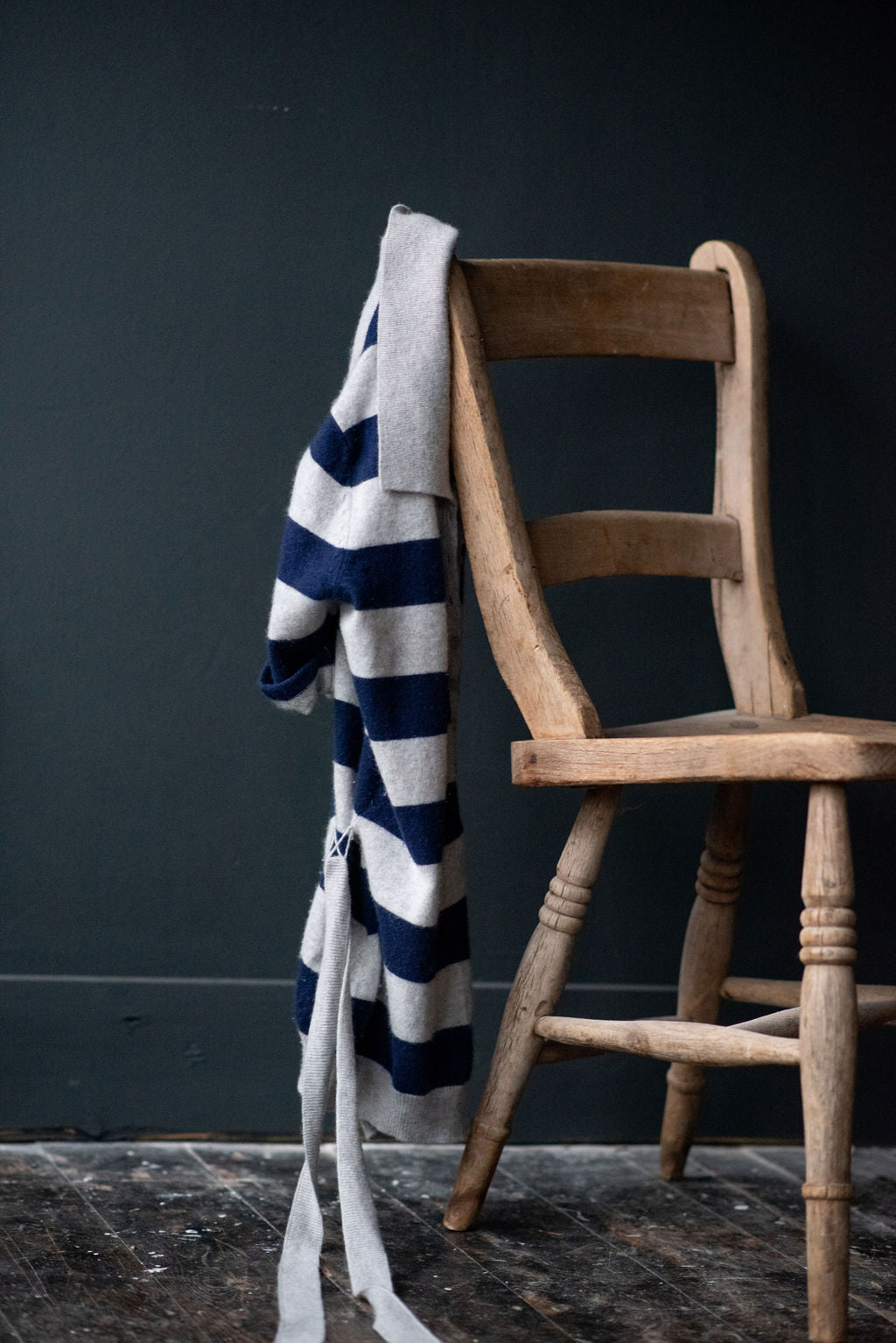 Navy & Grey Polo Shirt Style Cashmere Sweater