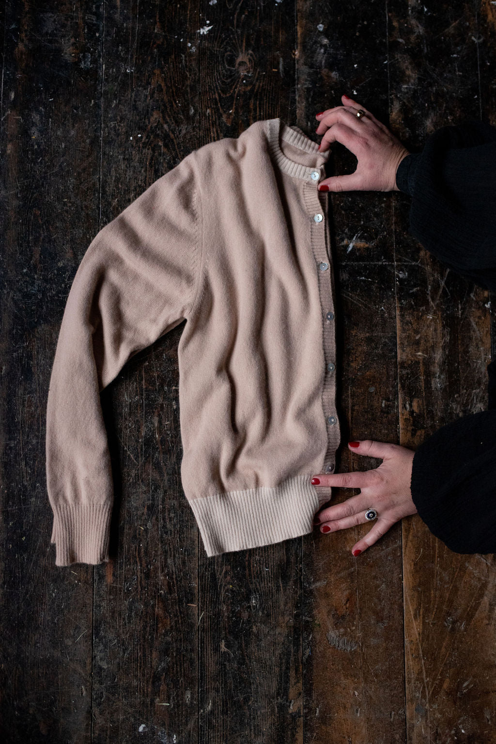 Fawn two tone Cashmere Cardigan