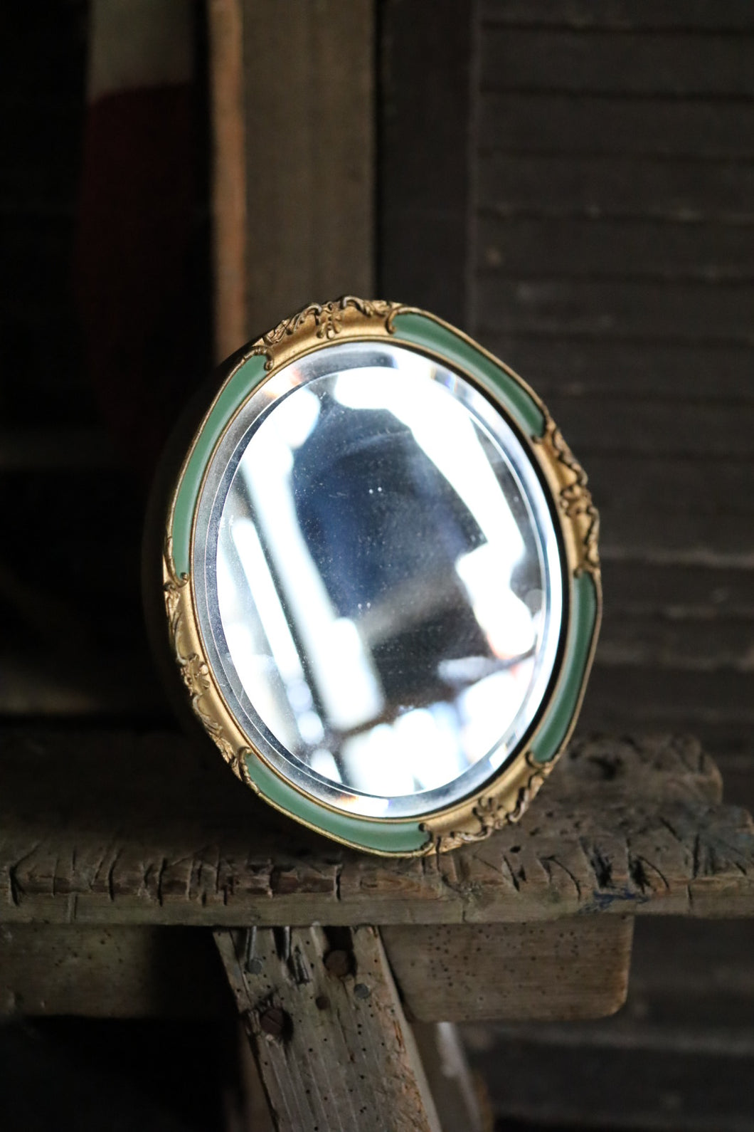 Small Round Green Mirror