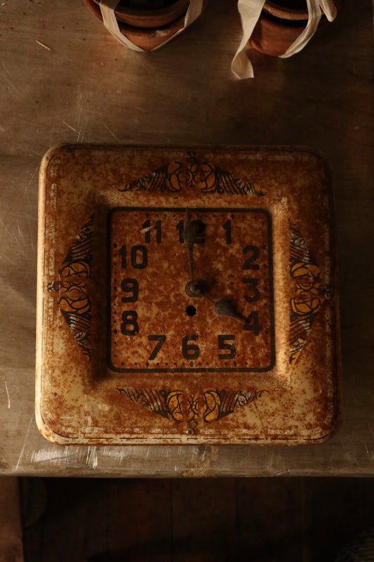 Tin Clock with Floral Detail