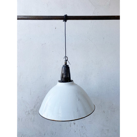 Large White Enamel Pendant Light