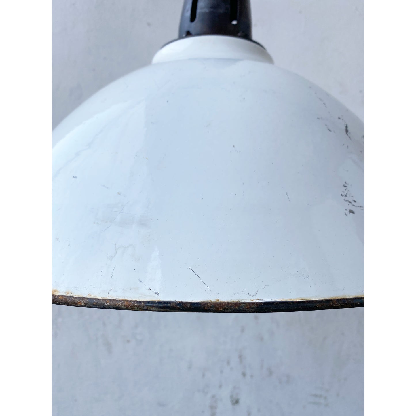 Large White Enamel Pendant Light