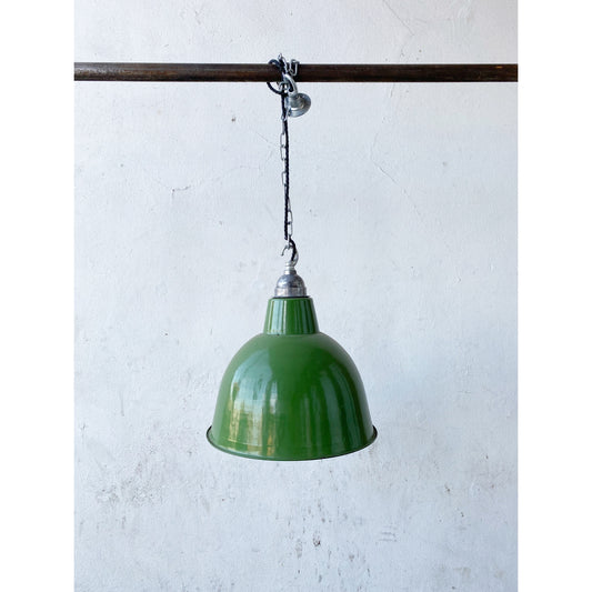 Pair of Green Enamel Pendant Lights