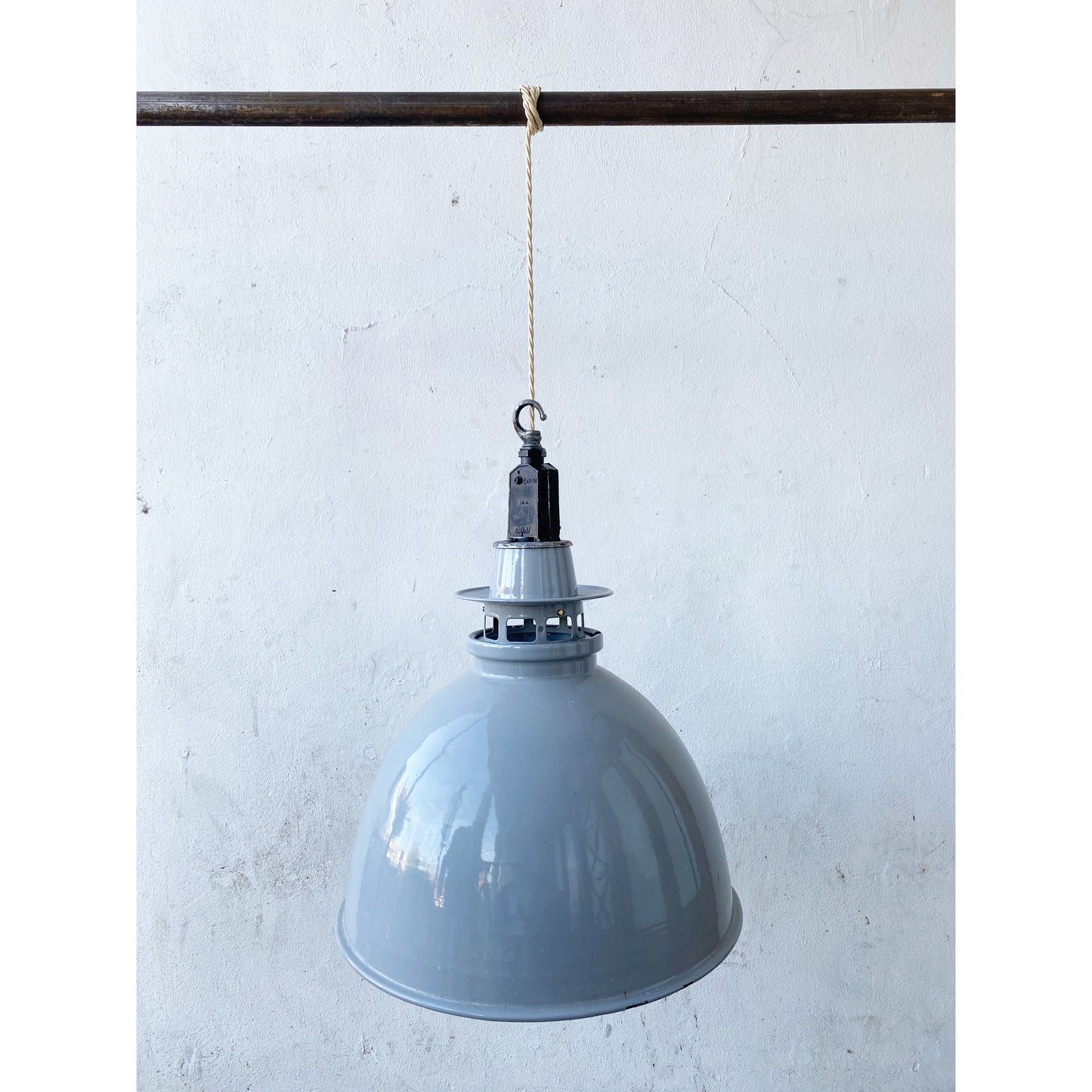 Large Grey Enamel Pendant Light