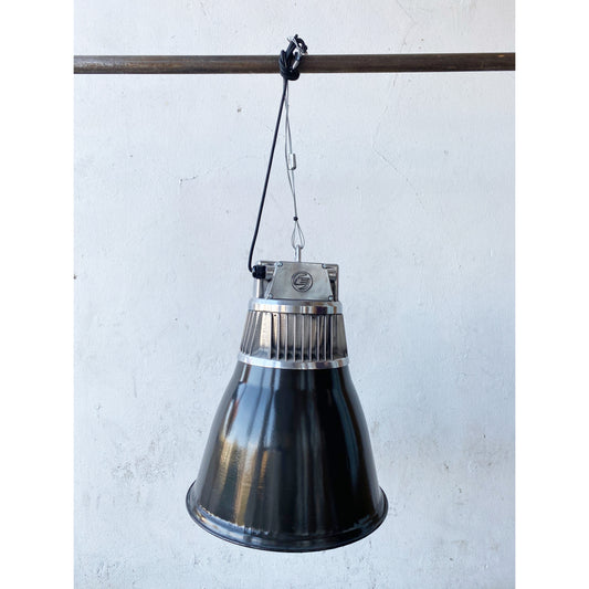 Large Black Enamel & Aluminium Factory Pendant Light