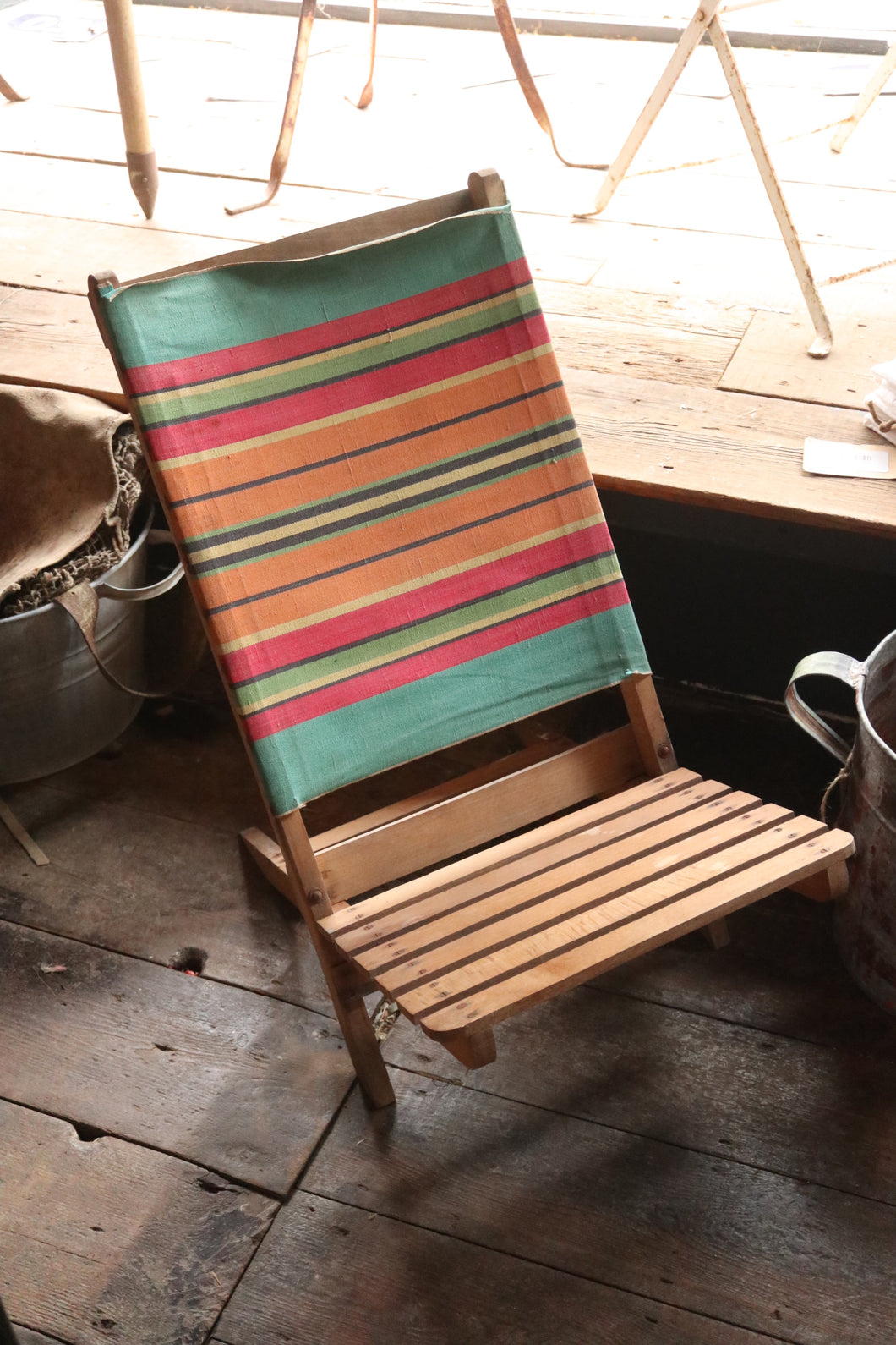 Pair of Vintage Striped Beach Chairs