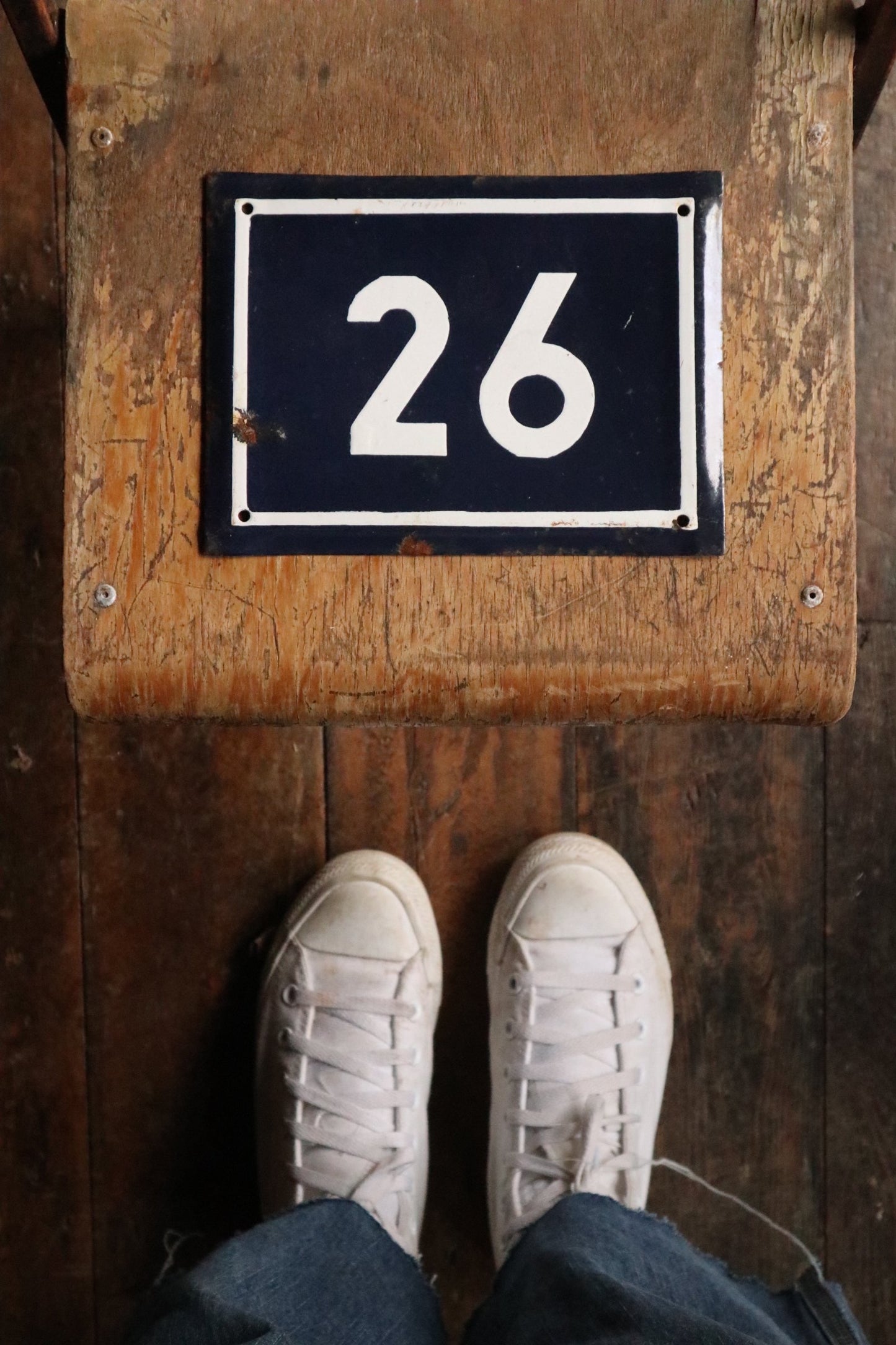 Blue and White Enamel House Number 26