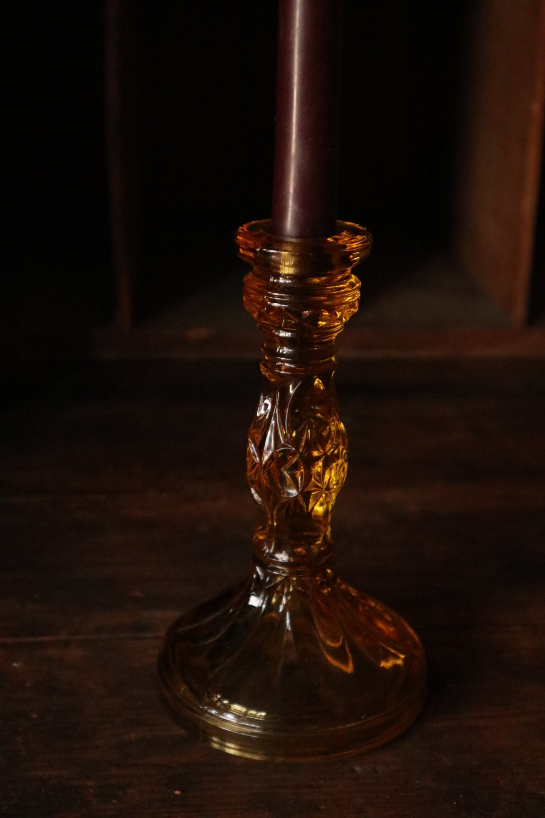 Single Mustard Glass Candlestick