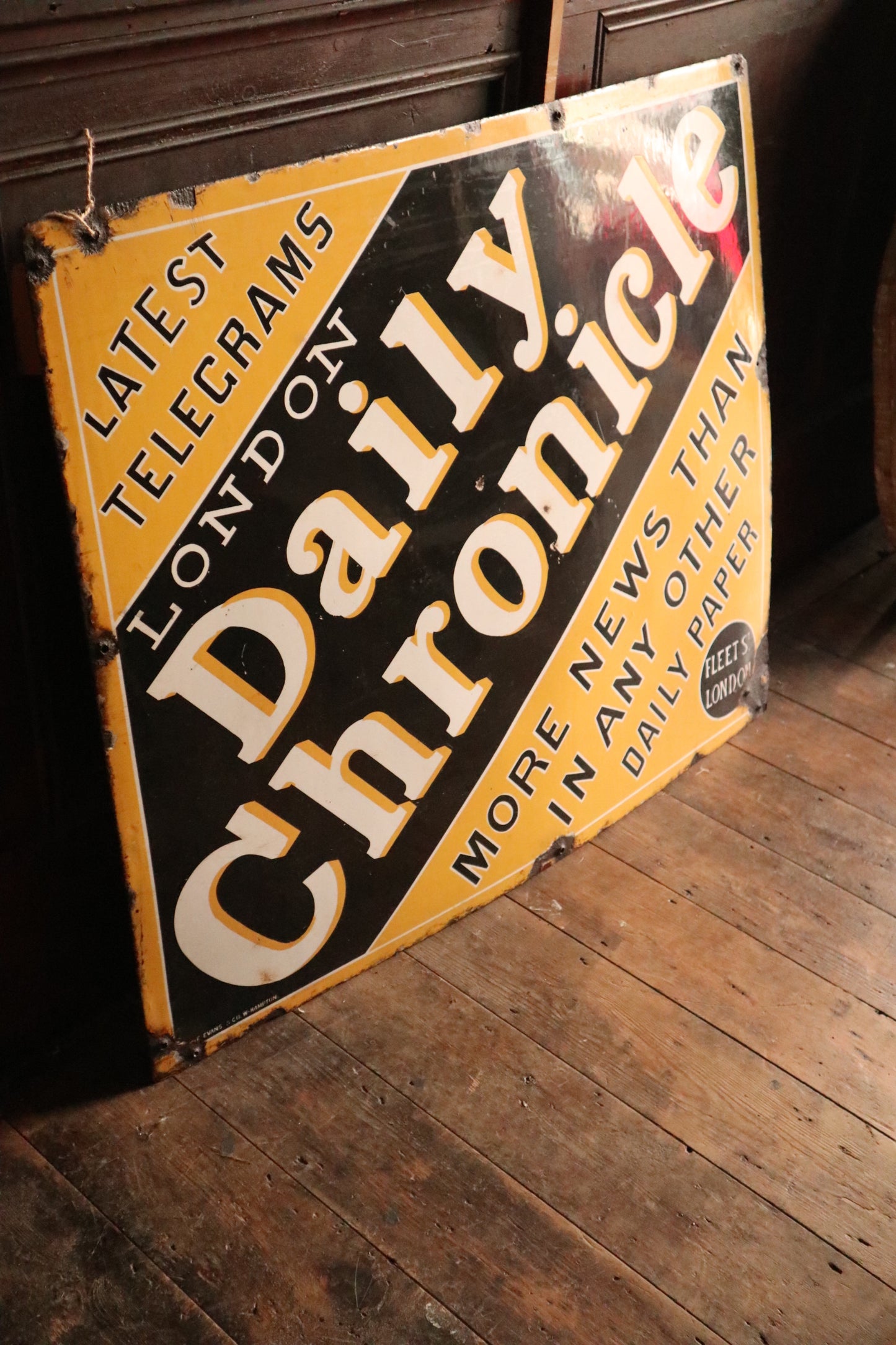 Daily Chronicle Newspaper Enamel Sign