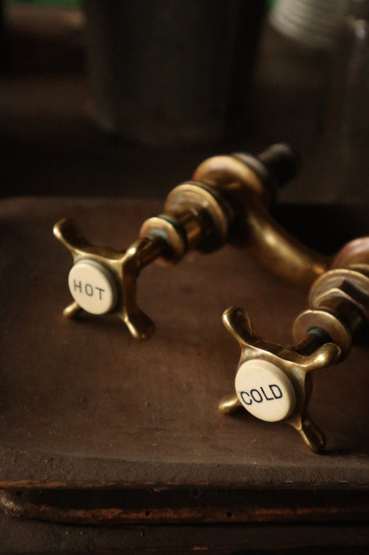 Pair of Reclaimed Brass Taps