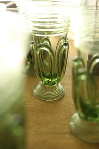 Green Art Nouveau Glasses - Set of 9