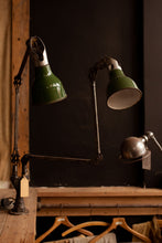 Load image into Gallery viewer, Green Double Headed 2 Arm Mek Elek Machinist&#39;s Lamp
