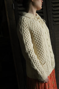 Cable Hand Knit Tie Neck Cardigan
