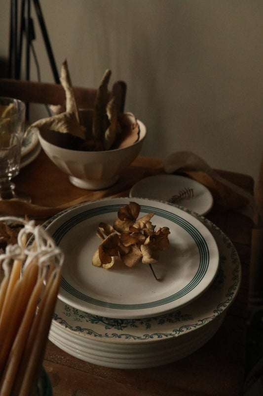 Green and White Plates