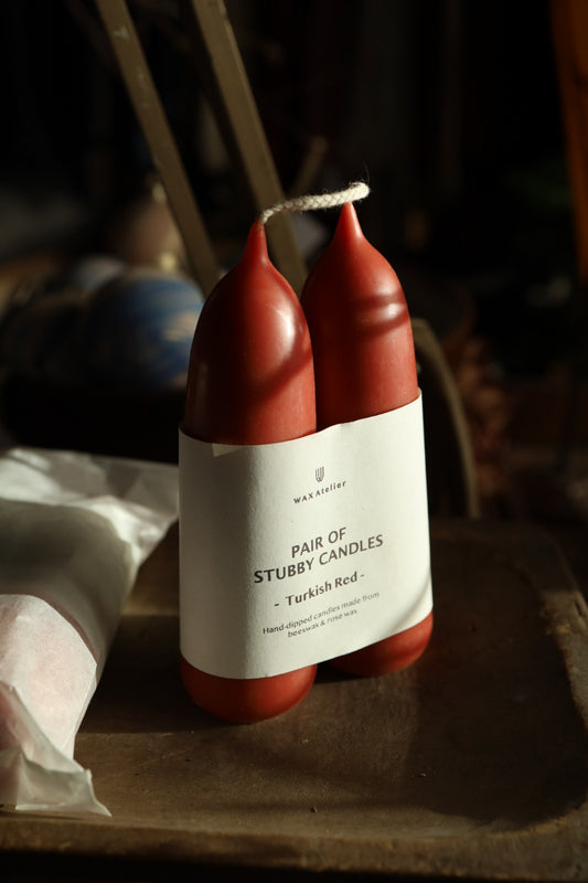 Pair of Wax Atelier Stubby Beeswax Candles